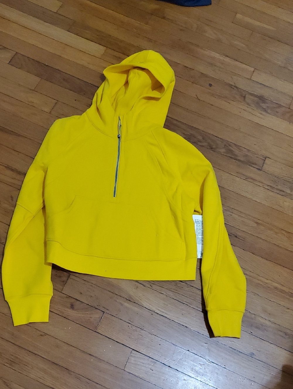 Yellow Cropped Half-Zip Hoodie Sweatshirt - Women